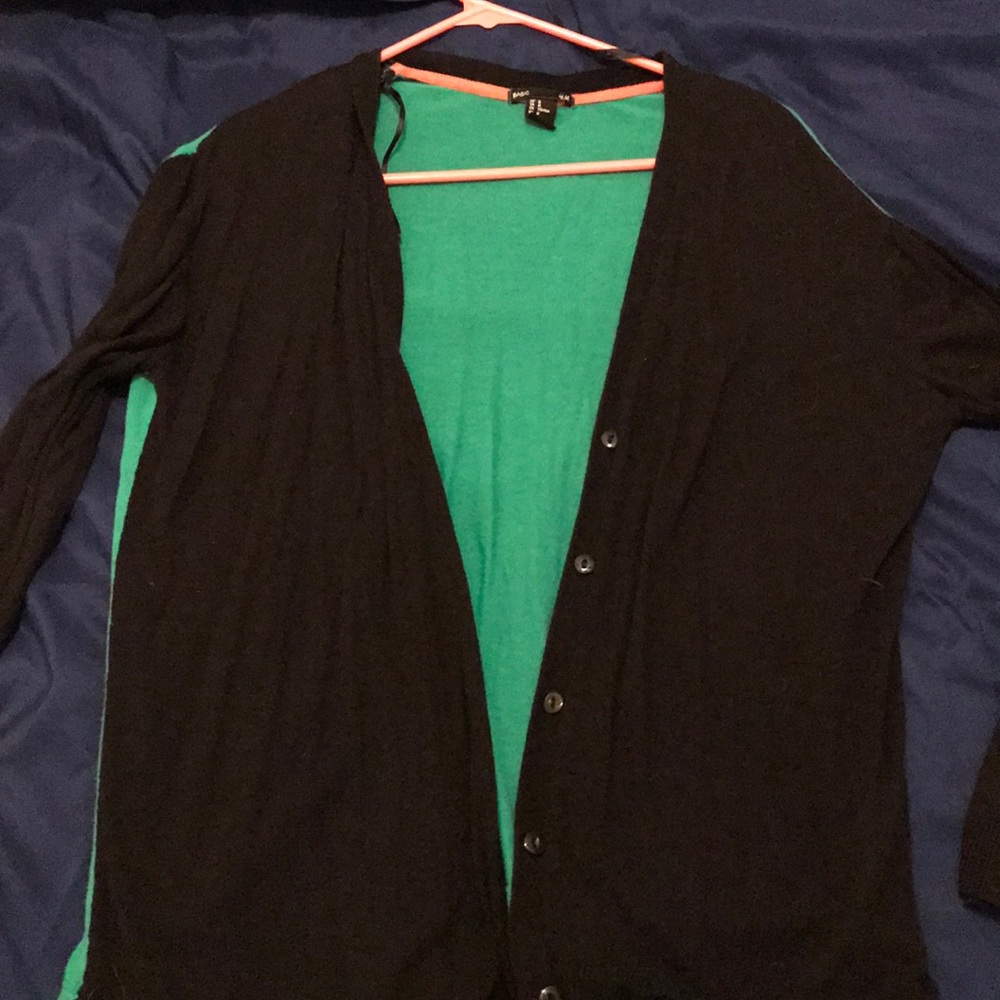 Green and black cardigan